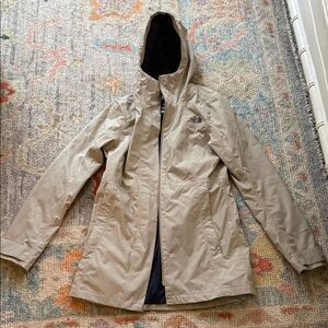 The North Face Women's Beige Hooded Rain/ All Weather Jacket